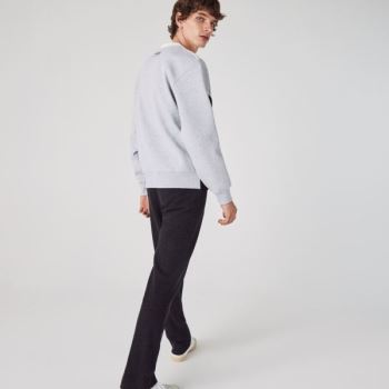 Lacoste Colorblock Cotton Blend Crew Neck Sweatshirt - Mikiny Pánské Černé / Šedé / Bílé | CZ-TTRKjh